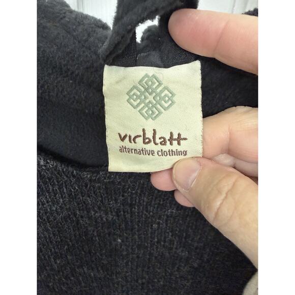 Virblatt Wool Hooded Poncho Brown Black Lining Pullover Drawstring Nepal L/XL - Picture 5 of 12